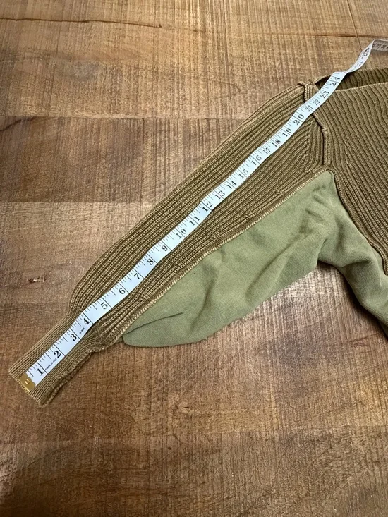 Free People Olive-Toned Ribbed Knit Sweater with Keyhole Shoulder - Picture 7 of 9